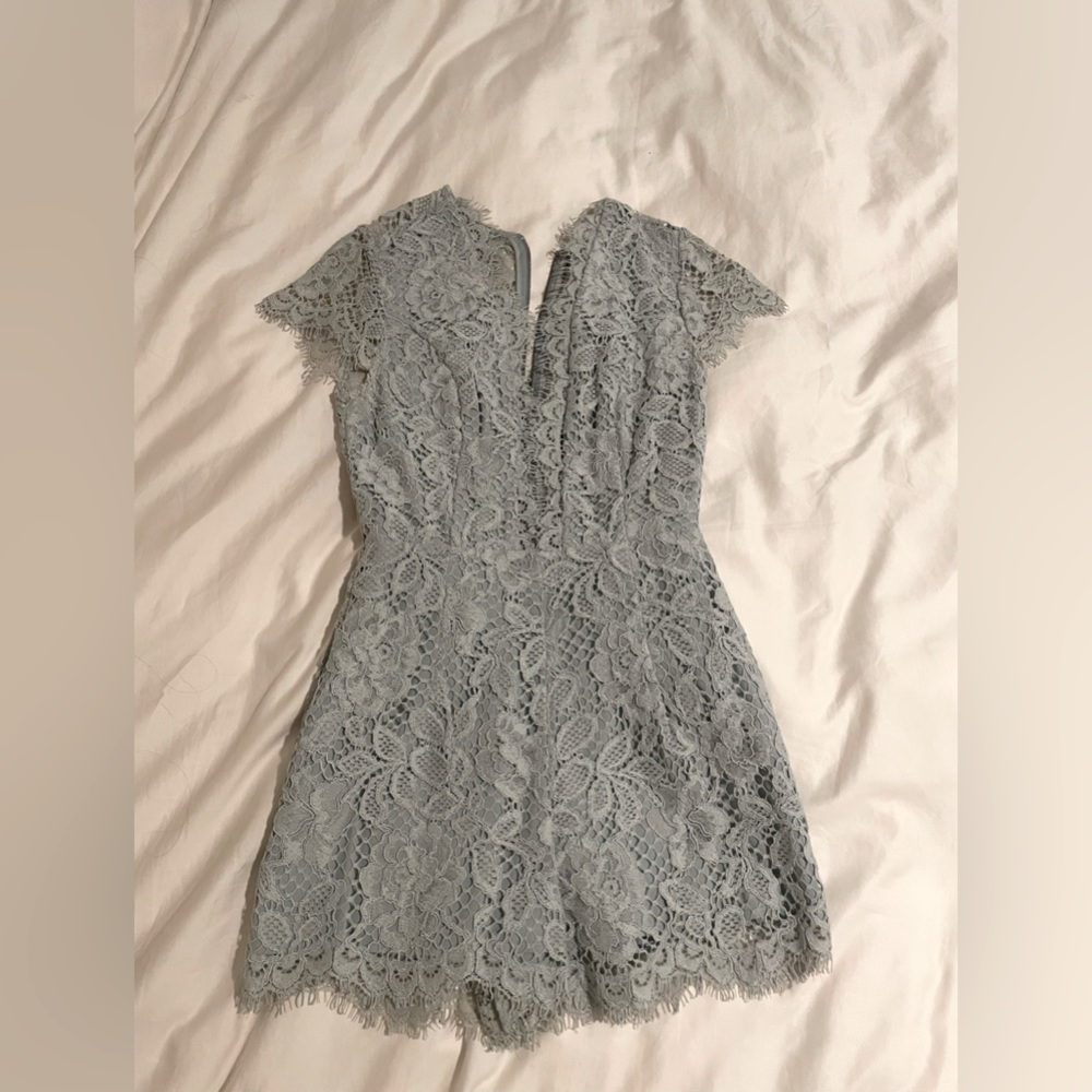 X by NBD lace low cut romper, size 4